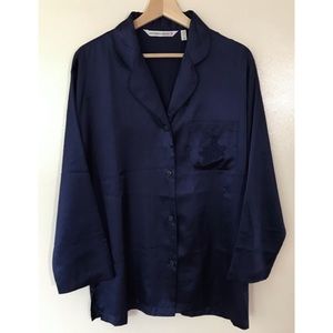 VS • M • Navy Pj Set Blue Long Sleeve Pajama Sleep Pant